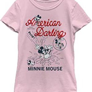 DISNEY Minnie Mouse American Darling Girls T-Shirt Small 5/6 Pink Tee NEW Comic